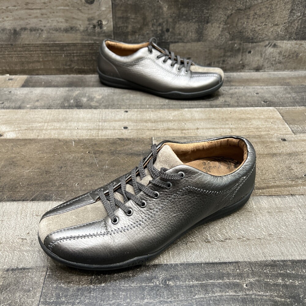 Taos Stealth Womens Gray Leather Comfort Sneakers Lace Up size 8 (39) GREAT!
